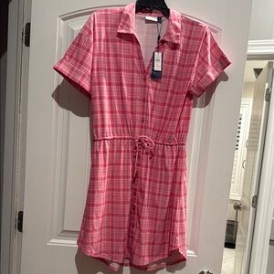 Talbots Pink Plaid Shirt Dress